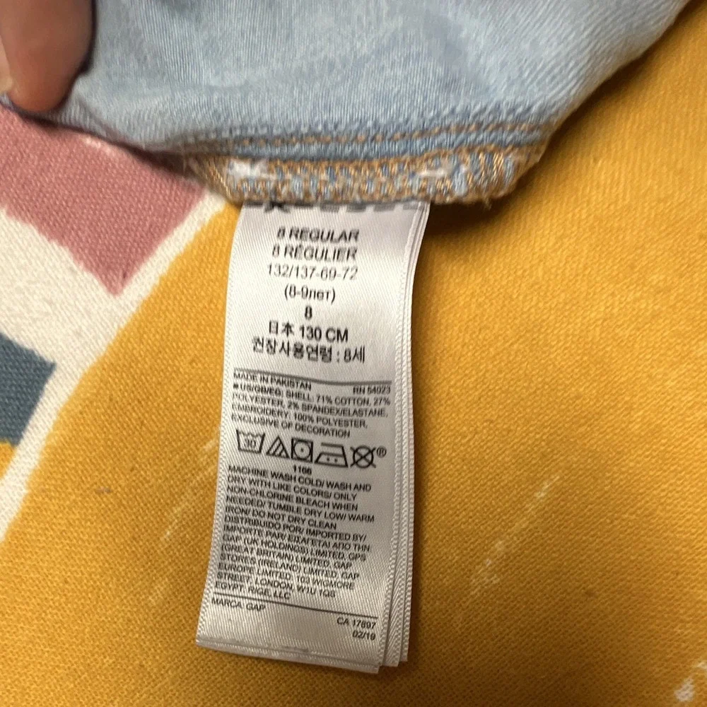GAP Girls Size 8 Light Wash Denim Stretch Cut-Off Shorts Rainbow Pockets 234.1